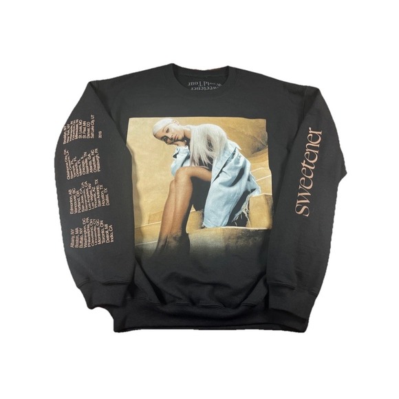 Ariana Grande Sweetener 2019 World Tour Sweatshirt Men's M Medium Black Pullover - Picture 1 of 8